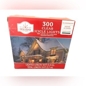 300 Clear Icicle Lights Indoor & Outdoor 19FT  Home Decor 72 Watts New In Box